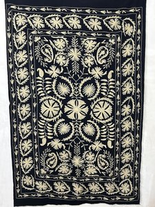 Traditional Uzbek Suzani Cotton <b>Throw</b> Hand Embroidered <b>Bed</b> <b>Cover</b> Colorful Boho Wall Hanging Textile - Product Image 5