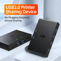 Conmutador USB 3.0 de Plástico OEM al por Mayor para Compartir entre 2 PC, 4 Puertos para Monitor, Teclado, Ratón, Impresora, 2 Puertos SuperSpeed 5Gbps para Oficina