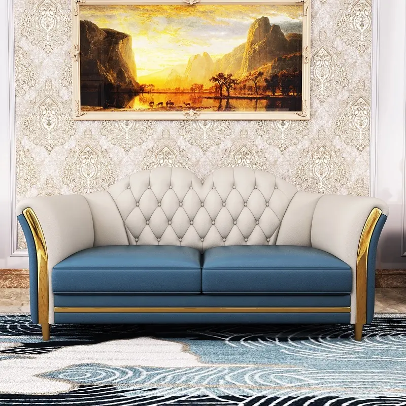 Set tempat duduk sofa chesterfield 1 2 3 kulit ruang tamu Modern mewah gaya Amerika untuk rumah hotel lounge sofa furnitur