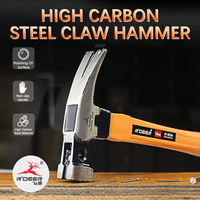 RDEER TOOLS Marteau à griffes multifonctionnel de haute qualité en acier à haute teneur en carbone forgé, robuste et durable, à long manche
