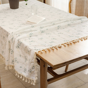 Daisy <b>Tablecloth</b> Rectangle Printed Plants And Flowers Cotton Trim Washable Home Use - Product Image 5