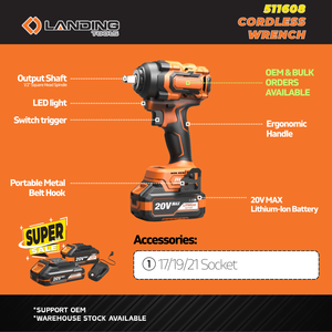 ชุดประแจบลัชเลสไร้สายแรงบิดสูง 511608 20V MAX ขนาด 1/2 นิ้ว สำหรับซ่อมแซมยานยนต์ ก่อสร้าง และเปลี่ยนยาง - Product Image 2