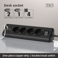 Prise électrique intelligente d'angle UE, 3 prises avec 2 USB et 1 type-C, horizontale escamotable, 220-250V 50Hz 16A
