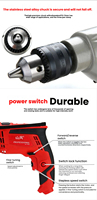 Nouvelle perceuse à percussion électrique industrielle 800W pour la réparation à domicile, outil OEM/ODM, vitesse variable, couple élevé, portable, pour la construction