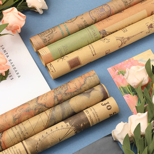 Papier d'emballage kraft style rétro pour fleurs, cadeaux, couvertures de livres, boîtes cadeaux, 100 g/m², compatible impression offset UV - Product Image 2