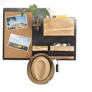 Wooden Entryway <b>Shelf</b> With Corkboard <b>Wall</b> <b>Mounted</b> Rack For Keys Letters Plants And Miscellaneous Items Bedroom Living Room - Product Image 5