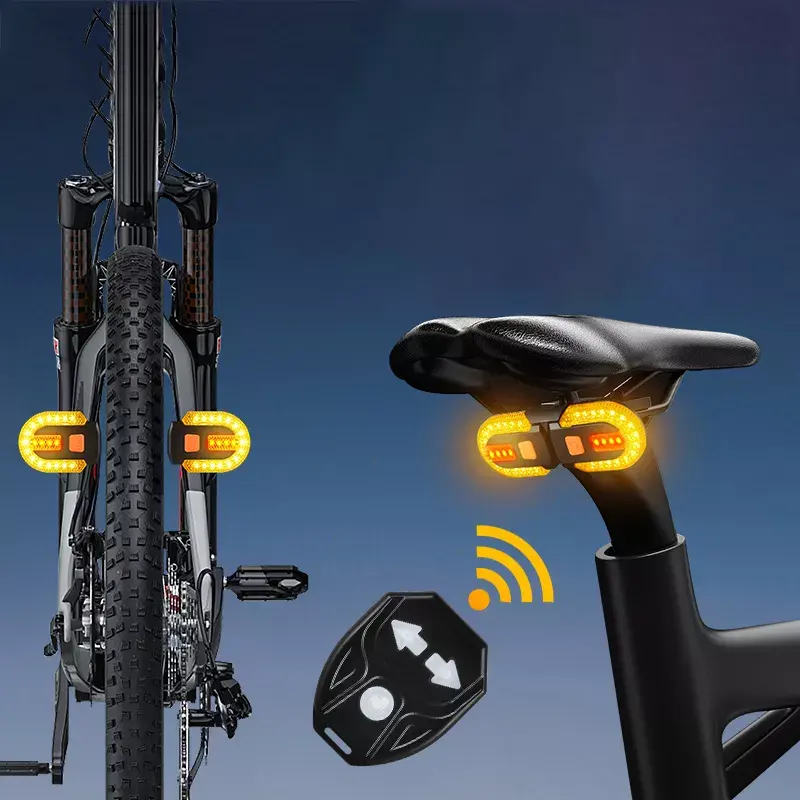 Luz trasera led para bicicleta de carretera con control remoto, intermitente recargable con alarma
