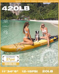 <span class=keywords><strong>Tabla</strong></span> de Paddle Inflable de 11'x34''x6'' (420 LBS) con Tecnología Drop Stitch, para Todos los Niveles, Envío desde Almacén en la UE - Product Image 4