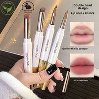 Set de Delineador de Labios y Lápiz Labial de Doble Punta 2 en 1, Lápiz Labial Líquido Mate, Logotipo Personalizado, Brillo Labial Impermeable, Venta al Por Mayor