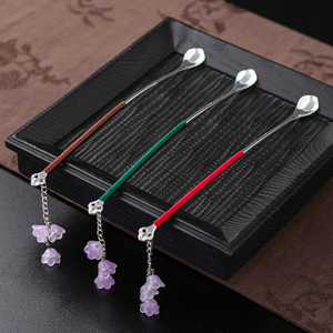 Tea <b>Spoon</b> Long Handle Alloy Heat Resistant Tea Ceremony Accessory For Kung Fu Tea Set - Product Image 2