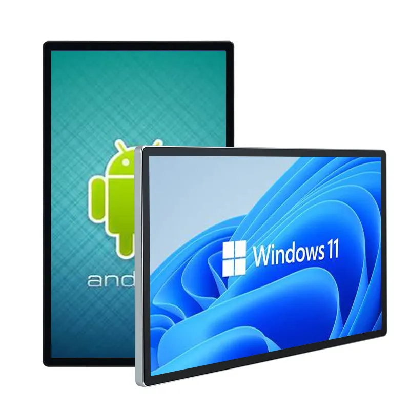 21.5 32 43 inç Android sistemi dokunmatik ekran monitör duvara monte LCD reklam ekranı