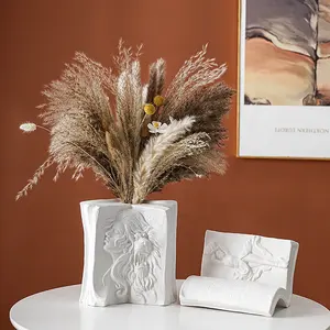 Recién llegado, jarrones de cerámica decorativos blancos con forma de libro moderno para flores, centros de mesa, estantería, oficina, comedor, sala de estar