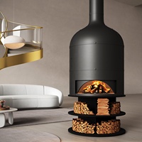 Cheminée suspendue circulaire haut de gamme personnalisée avec un design contemporain pour une utilisation en intérieur dans les maisons et les villas, brûlant du bois de chauffage