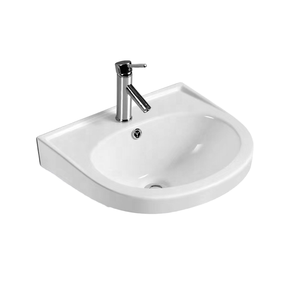 Lavabo de Pared de Cerámica Blanca Ovalado Moderno de un Solo Orificio para Baño, Precio de Fábrica - Product Image 1