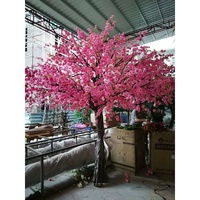 Arbre artificiel en fibre de verre, forme naturelle, fleurs de pêcher roses, hauteur 300 cm, pas cher, pour décoration intérieure