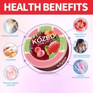วิตามินซีเข้มข้นชนิดกัมมี่ พรีเมียม 25% น้ำผลไม้ ไร้ไขมัน รสสตรอว์เบอร์รี KOZED - Product Image 1