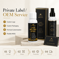 Spray de fusion de dentelle OEM avec logo personnalisé, séchage rapide, finition invisible pour marques de perruques en dentelle