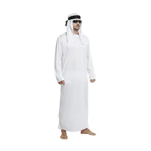 Tenues pour hommes : <span class=keywords><strong>Robe</strong></span> arabe des Émirats arabes unis, Thobe décontracté à manches longues et col rond, style Moyen-Orient, ensemble long Abaya pour hommes avec bandeau et sangle - Product Image 2