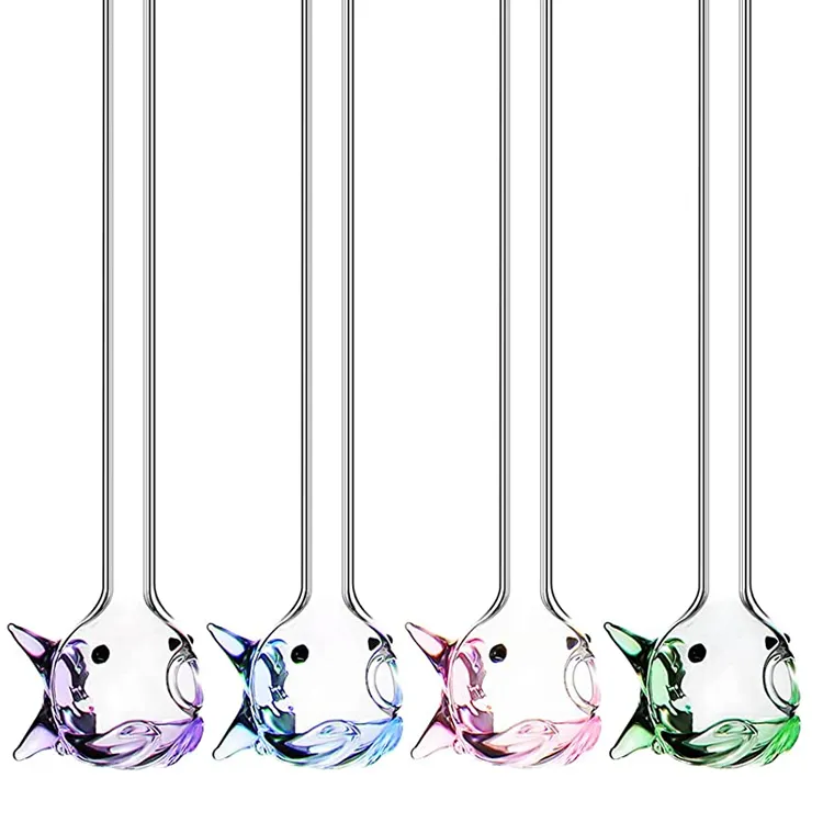 Bestseller Producten Op Maat Herbruikbaar Schattig Bubble Gekleurd Gebogen Cupful Borosilicaat Glas Stro Met Charme Haak Ontwerp Set