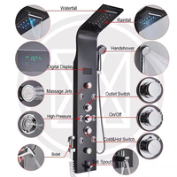 Panneau de douche mural multifonctionnel en acier inoxydable avec éclairage LED hydroélectrique et affichage numérique