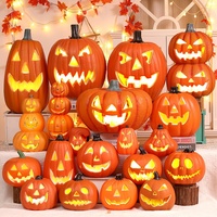 Lanterne citrouille d'Halloween lumineuse en plastique pour usage intérieur/extérieur, grandes décorations