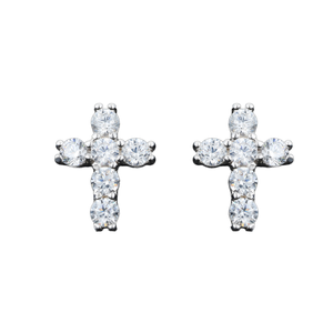KIVORA'S 925 Silver Cross Stud <b>Earrings</b> <b>Moissanite</b> Round Brilliant Cut Claw Setting Religious Unisex Everyday Wear - Product Image 3