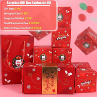 Boîte cadeau de Noël du Père Noël en papier d'art rouge, boîtes d'expédition 3D pop-up écologiques et recyclables, boîte à surprise pour argent, éponge offset, fête de Noël