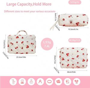 Bolsa de Maquillaje Portátil de Gran Capacidad, Bolsa de Aseo con Diseño de Cerezas, para Guardar Productos de Cuidado de la Piel y Cosméticos, con Cierre de Cremallera - Product Image 2