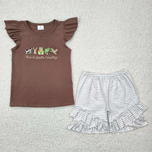 Conjunto de Ropa de Verano para Niños Pequeños, Niñas y Niños, Camiseta de Manga Corta con Bordado de Letras y Pantalones Cortos a Rayas, 2 Piezas - Product Image 2