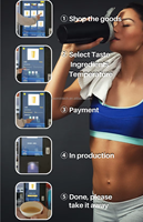 Distributeur automatique de poudre protéinée en libre-service avec mélange automatique et connexion Wi-Fi Cloud pour le fitness