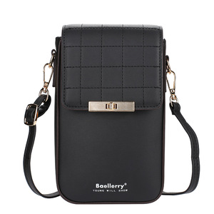 Sac à téléphone Baellerry, bandoulière, cuir PU, fermeture à boucle, fonction portefeuille, noir - Product Image 1