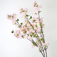 Ranting Bunga Sakura Palsu Sutra Warna Pink Muda, Multi Ranting, Dekorasi Pernikahan, Pengisi Vas Rumah, Dekorasi Musim Semi, Grosir