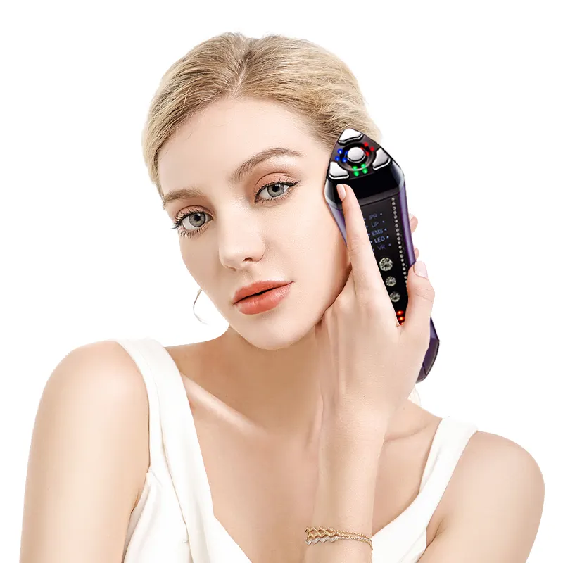 Home Use Beauty Equipment Ems Facial Massager Skin Rejuvenation LED Photon Therapy Ionic Permeate Beauty Device