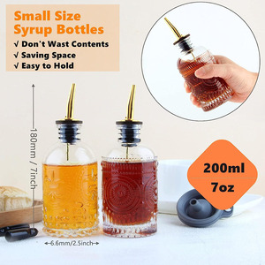 Ensemble de 4 bouteilles distributeurs de sirop de café en métal avec <span class=keywords><strong>bec</strong></span> <span class=keywords><strong>verseur</strong></span>, pour condiments, <span class=keywords><strong>huile</strong></span> <span class=keywords><strong>d</strong></span>'<span class=keywords><strong>olive</strong></span>, avec étiquette, entonnoir, bouchon et brosse, 7oz/200ml - Product Image 6