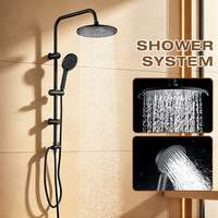 Colonne de douche carrée moderne noire mate polie, système de robinetterie murale pour salle de bain avec mitigeur en céramique à poignée unique