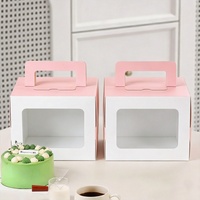 Boîte à gâteau pliable personnalisée en carton blanc recyclé pour anniversaire, mariage, boulangerie, livraison, avec poignée