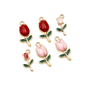 Rose Flower Pendants Alloy Jewelry Findings For Necklace Making Oil Dripping Finish Zinc Alloy DIY Accessories - Product Image 4