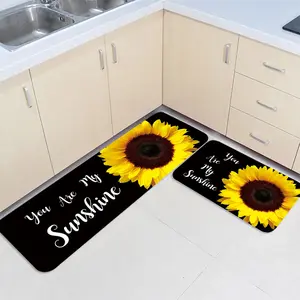 Amarillo negro Eres mi sol girasoles diseños de cocina, cocina corredor de piso alfombras