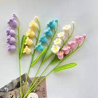 Dekorasi Lily-of-the-valley Rajutan Tangan yang Selesai, Ornamen Kreatif Meriah, Bunga Buatan Rajutan Benang