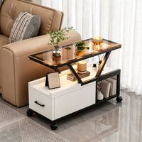 Table basse de salon avec roulettes, table basse noire, table d'appoint de rangement moderne, fabrication OEM