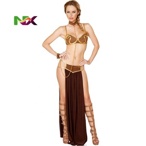Disfraz Sexy de Princesa <span class=keywords><strong>Leia</strong></span> para Mujer, Sujetador y Falda de Esclava, Negro y Marrón, Disfraz Egipcio para Halloween TRAD-011 - Product Image 2