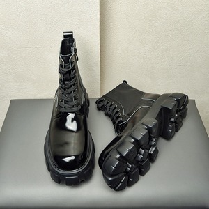 High-end genuine leather motorcycle <b>boots</b> for men <b>platform</b> thick-soled high-top height-increasing men's <b>boots</b> pure cowhide - Product Image 4