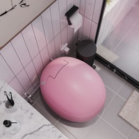 WC intelligent monobloc bleu en forme d'œuf, couleur personnalisée, pour hôtel, salle de bain, sanitaires, à poser au sol