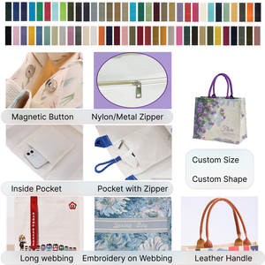 <span class=keywords><strong>Sac</strong></span> fourre-tout esthétique à motif floral en toile de coton enduite imperméable, réutilisable pour les courses, directement de l'usine professionnelle - Product Image 3