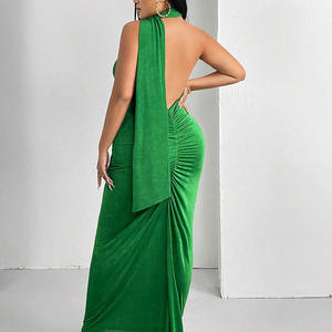 Ropa musulmana Mujer Dubai <span class=keywords><strong>Abya</strong></span> Vestido de gasa con mangas largas y cuello redondo Vestidos Cinturón/ - Product Image 5