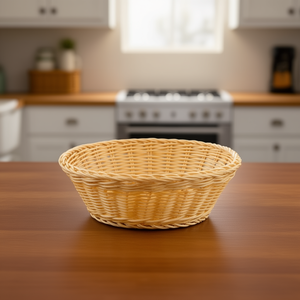 Rattan <b>Table</b> <b>Basket</b> 20 Cm Natural Synthetic Woven Storage Bowl For Kitchen Or Dining - Product Image 3