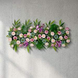 Artificial Flower Factory Radiant Rose & Orchid Vibrant Magenta & Blush Cream Channel Panel Tropical Bloom & Bamboo Spire - Product Image 3