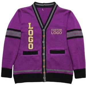 Cárdigan personalizado con cuello en V para mujer, diseño bordado, tejido informal de invierno de alta calidad para escuelas/colejos y universidades - Product Image 1
