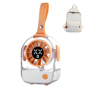 Ventilateur de bureau portable transparent, rechargeable 1200 mAh, 5 vitesses, affichage numérique LED, mini ventilateur léger - Product Image 1