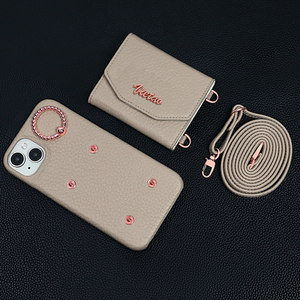 Étui de téléphone en cuir de <span class=keywords><strong>luxe</strong></span> VIETAO, <span class=keywords><strong>porte</strong></span>-téléphone multifonction avec bandoulière, cadre plaqué or rose pour 15 Pro Max - Product Image 6
